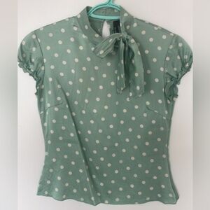 Kenzie Green Polka Dot Blouse
